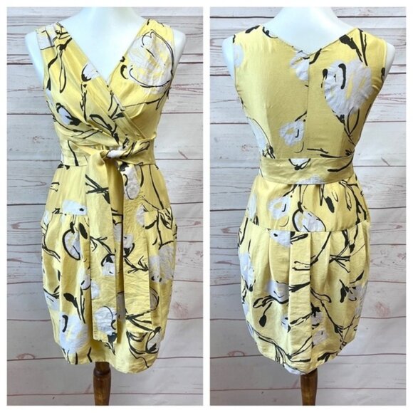 Moschino Dresses & Skirts - Moschino Painted Floral Silk Faux Wrap Surplice Dress